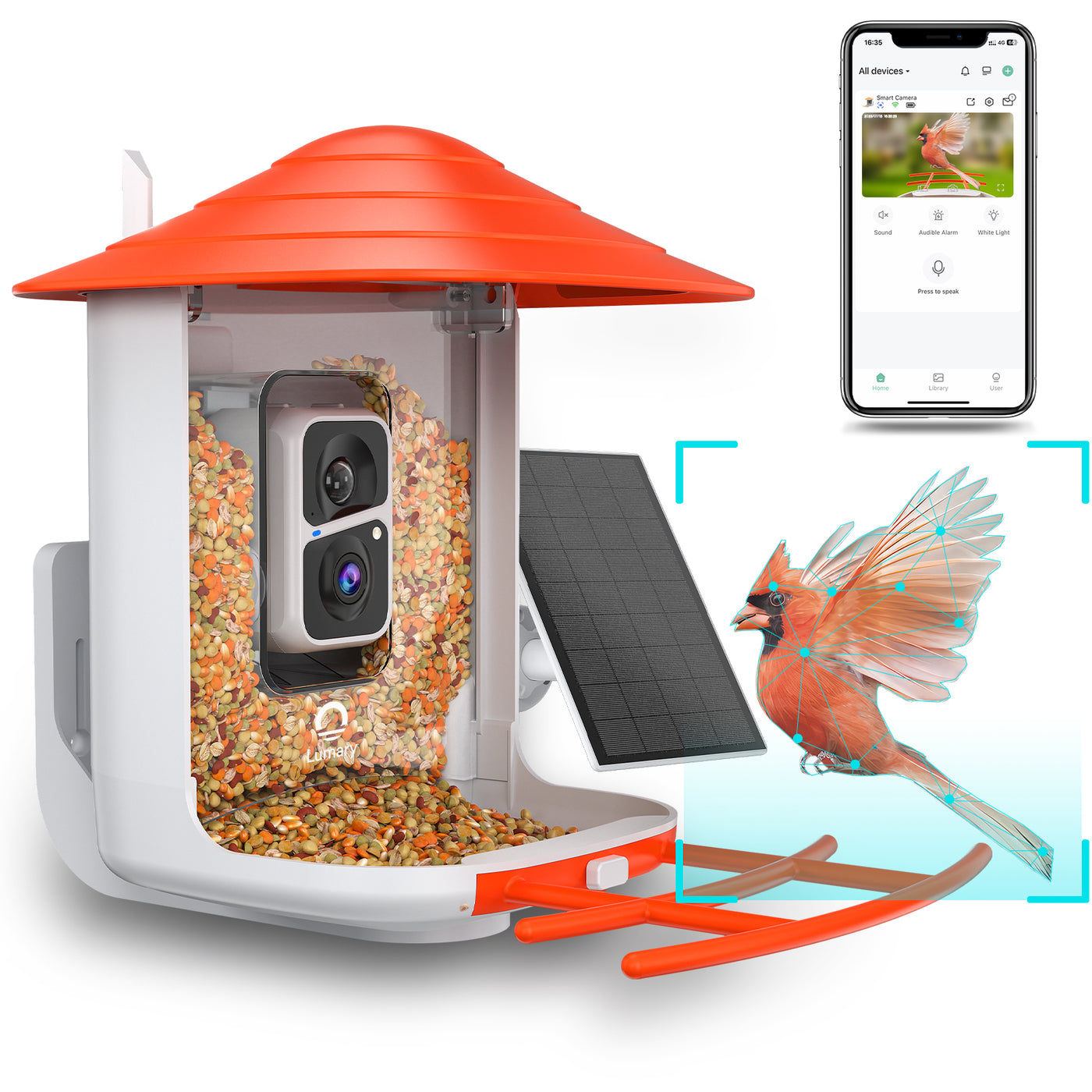 Lumary Smart Bird Feeder Camera - See Birds Anytime - AI Identify